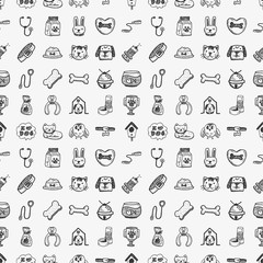 seamless doodle pet pattern