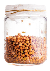 Wet Sprouting Lentils in a Glass Jar