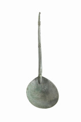 Antique bronze spoon isolated on white background