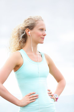 Sports athlete woman resting after running workout
