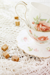 old porcelain cups, sepia