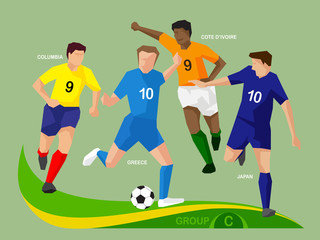 Fototapeta premium Soccer Players 2014 Group C