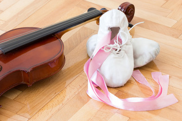Ballet slippers and violin