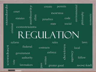 Regulation Word Cloud Concept on a Blackboard