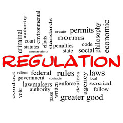 Regulation Word Cloud Concept in red caps