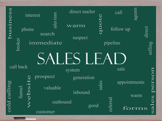 Sales Lead Word Cloud Concept on a Blackboard