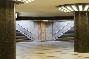 Empty underpass with steps