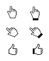 Hand pixelated cursors/pointers