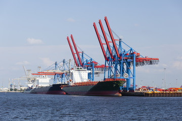 Container Ships in Hamburg, Germany 