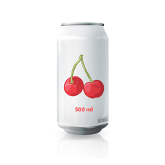 Grey tin of fruit juice. Vector design