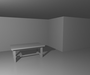 Table in White Room Background