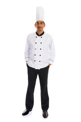 indian male chef isolated on white background