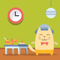 Character musician in costume, hat and bow tie  colorful flat