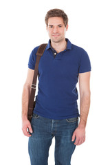 Confident Male Student Carrying Bag