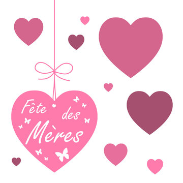 ETIQUETTES COEURS FETE DES MERES (carte message fête des mères)