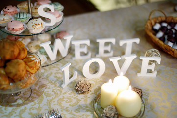 Sweet dessert table at wedding