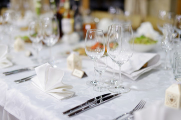 Table set for an event party or wedding reception
