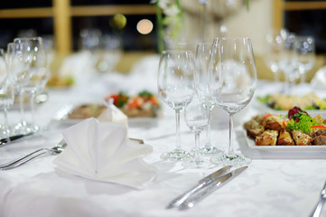Table set for an event party or wedding reception