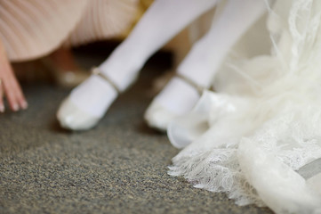 Wedding dress decoration close up