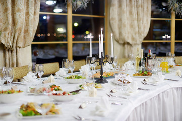 Table set for an event party or wedding reception