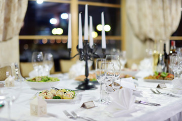 Table set for an event party or wedding reception