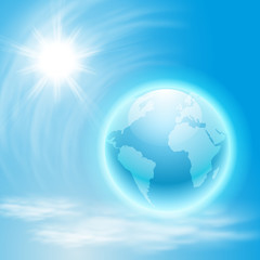 Background with globe and sun