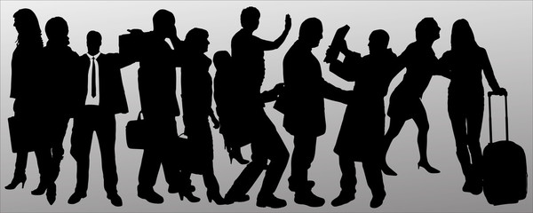 Vector silhouette of business people.