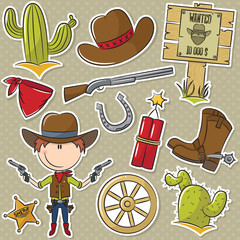 Cowboy With Wild West Objects