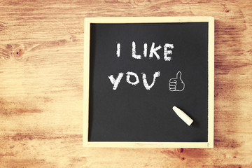 i like you concept with chalkboard and like doodle.  