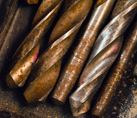 used solid drill bits. work tool backgrounds