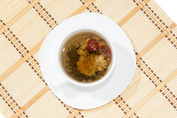 Chinese lotus flower tea in the cup