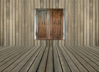 old wood window on wall for background