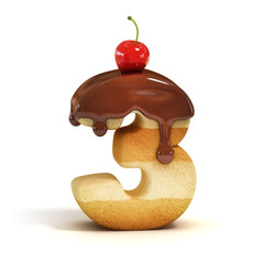 cake 3d font number 3