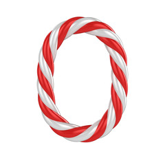 Fototapeta premium christmas candy cane 3d font - number 0