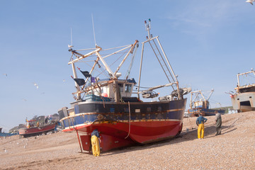 Fototapeta premium Fishing boat arrived on land