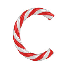 Fototapeta premium christmas candy cane font - letter C