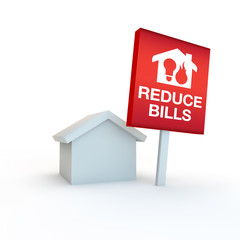 White house with reduce bills or energy sign