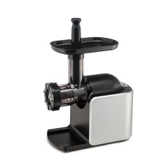 Electric meat grinder on white background