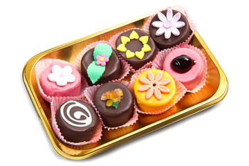 variety of cassate sicily dessert  on white