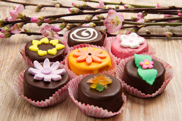 variety of cassate sicily dessert  with spring flower