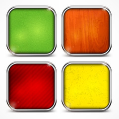 Set of metal square color icons on white, vector illustration
