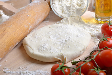 pizza dough and ingredients