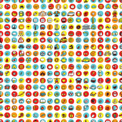 Icons and circles seamless pattern