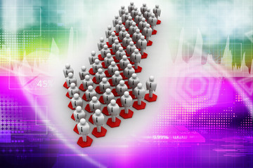 3d people arrange in arrow que