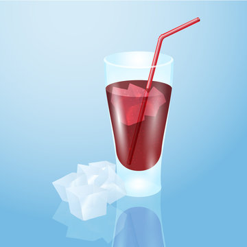 Glass with cola and ice