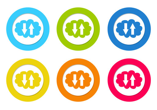 Colorful rounded icons with a cloud symbol