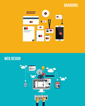 Icons for Branding and web design. Flat style. Vector
