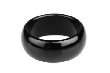 Jet black obsidian ring on white