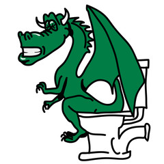 Drache kacken scheissen WC Cool Comic