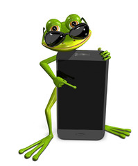 frog with a smartphone